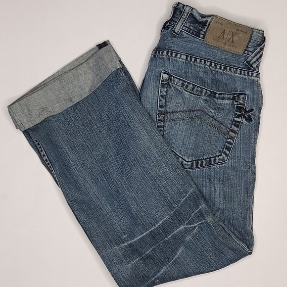 Armani‎ Exchange Size 29 x 25 Cuffed Straight Jeans - Picture 1 of 6